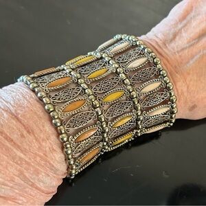 Elegant Silver and Gold Filigree Bracelet